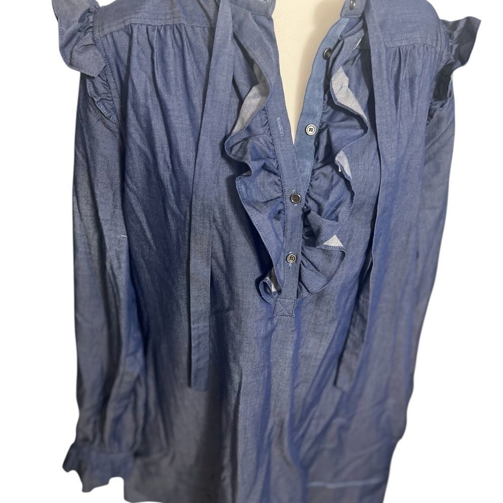 Ldt Womens Chambray Ruffled V-Neck
1/2 Button Up Shirt Shift Dress 10
Medium - Picture 7 of 14